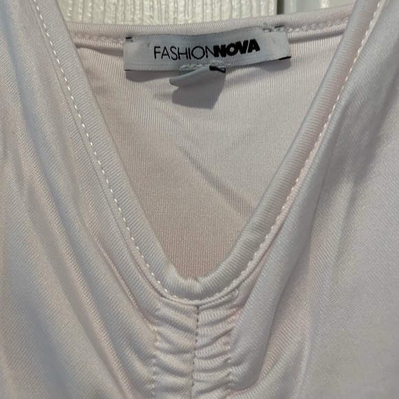 White Rouched Bodycon Mini Dress - Picture 2 of 5